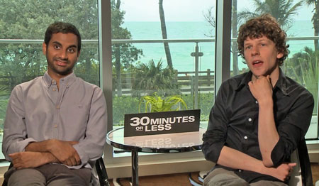Jesse Eisenberg and Aziz Ansari video interview